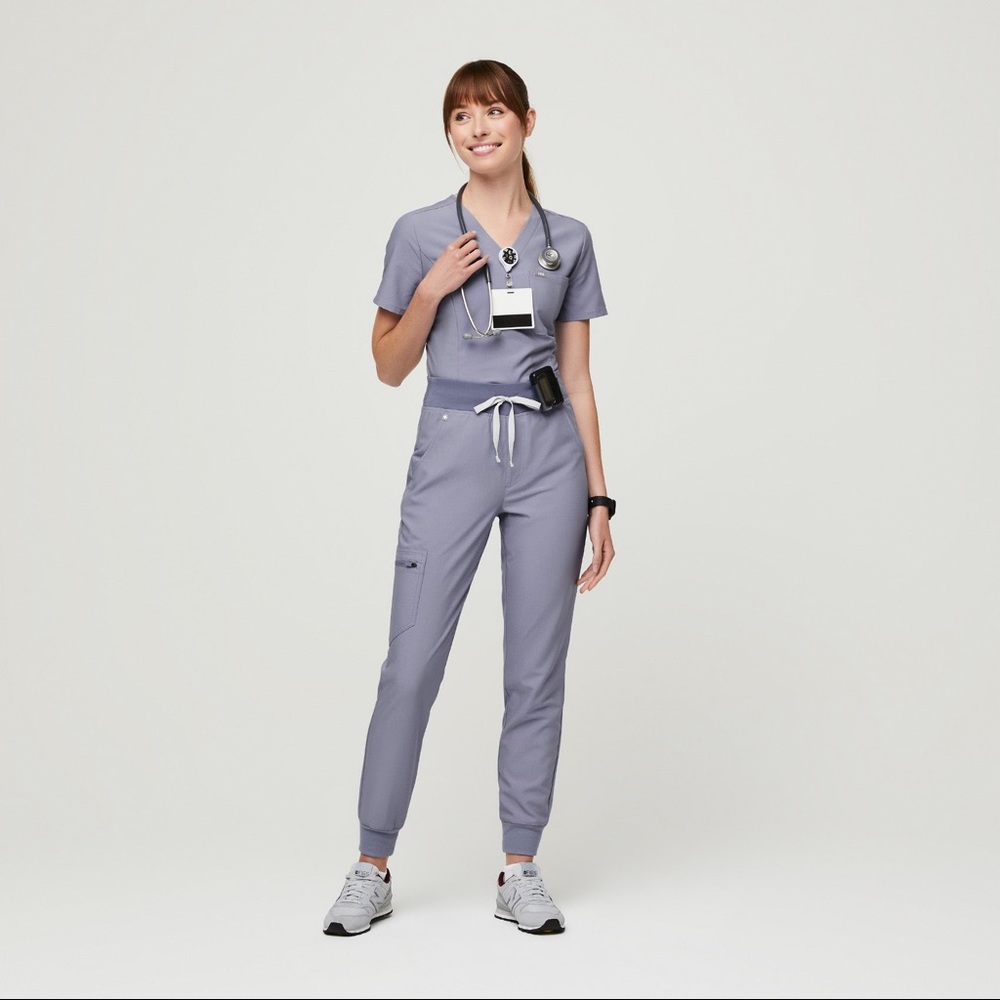 Figs Vapor Blue Space Dye Scrubs Set